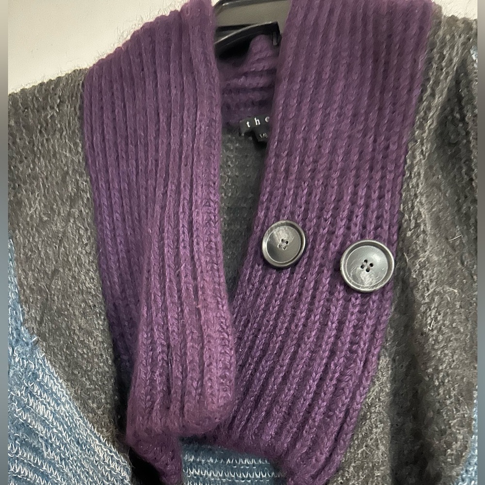 Theory Colorful Striped Cardigan sz L - Picture 9 of 9